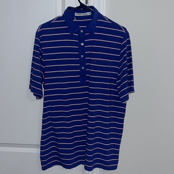 Men’s retro Criquet Austin TX Blue/white/red cotton/spandex Pocket Polo shirt L - Picture 1 of 6